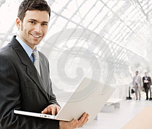 Businessman using laptop