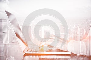 Businessman using laptop