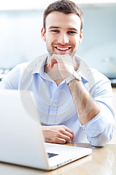 Businessman using laptop