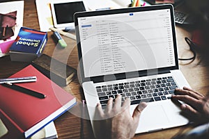 Businessman Using Laptop Working Thinking Concept