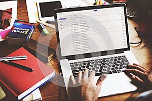 Businessman Using Laptop Working Thinking Concept