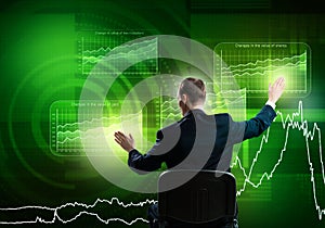 Businessman using media interface