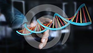 Businessman using modern DNA structure 3D rendering