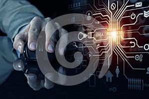 Businessman using mouse