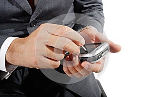 Businessman using pda