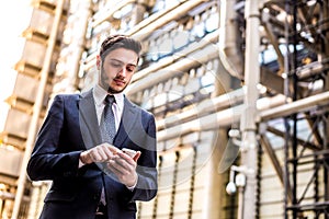 Businessman using smart phone