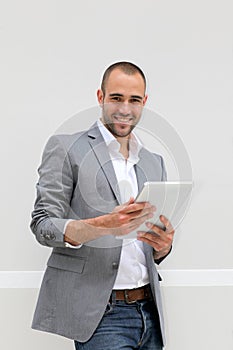 Businessman using tablet