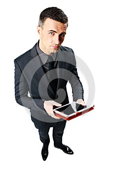 Businessman using tablet computer