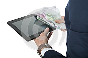 Businessman using a tablet computer