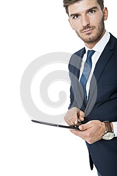 Businessman using a tablet computer