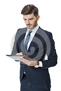 Businessman using a tablet computer