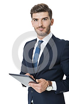 Businessman using a tablet computer