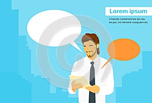 Businessman Using Tablet Computer Send Message