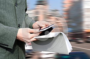 Businessman using touchpad