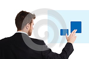 Businessman using touchscreen