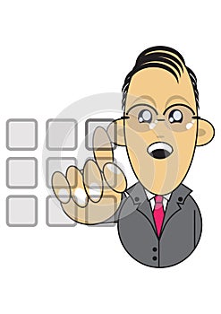 Businessman using touchscreen illustration