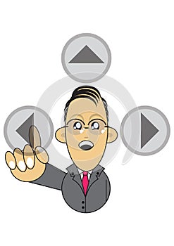 Businessman using touchscreen illustration