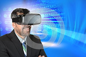 Businessman Using Virtual Reality Glasses
