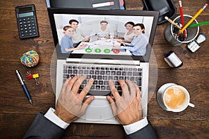 Businessman In Video Conference