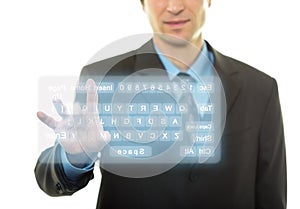 Businessman and virtual keyboard