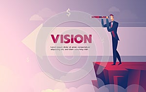 Businessman vision landing page with text