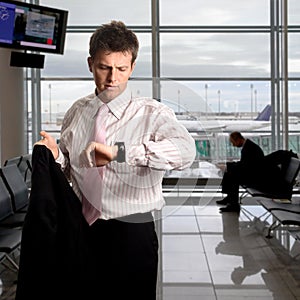 Businessman is waiting on the airport photo