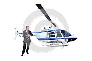 Businessman waiting for Helicopter transport