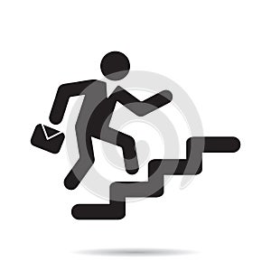Businessman walk up stairway to the success, challenge, path to the goal. Business concept growth ,creative ideas, reach the targe