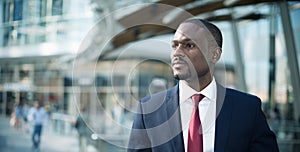 Businessman walking in a business environment