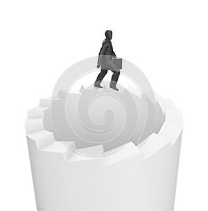 Businessman walking on endless stairs