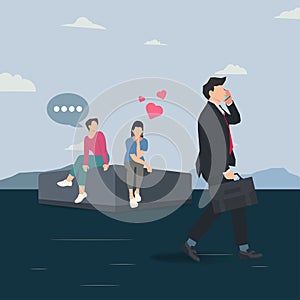 Businessman walking in front of two girls. Girl falling in love design vector illustration