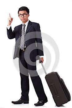 Businessman walking with suitcase