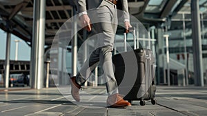 Businessman Walking with Suitcase.AI generated image photo