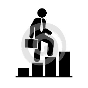 Businessman walking up on graph, Business concept growth and the path to success and earning
