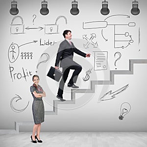 Businessman walking upstairs