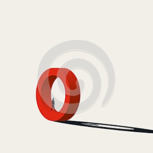 Businessman walks in circle vector concept. Symbol of mundane job, no ambition career. Minimal illustration