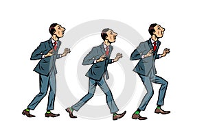 Businessman walks, gait character phase