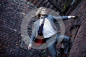 Businessman warrior. Young man with war paint on