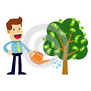 Businessman Watering a Money Tree