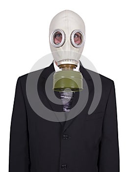 Businessman Wearing Gas Mask