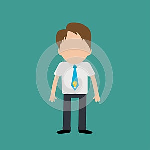 Businessman wearing a shirt, neck tie with light bulb. Idea consept. Isolated Flat design