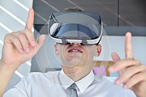 Businessman Wearing Virtual Reality Glasses