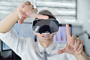 Businessman Wearing Virtual Reality Glasses