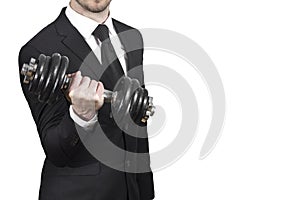 Businessman weightlifting