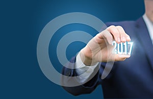 Businessman welcome in the new year.