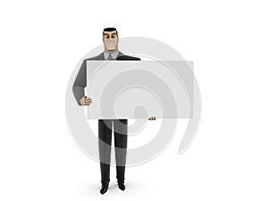 Businessman and white panel