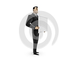 Businessman and white panel