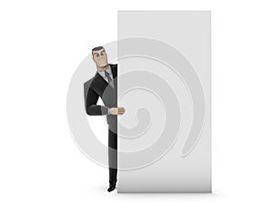 Businessman and white panel