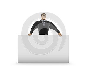 Businessman and white panel