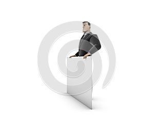 Businessman and white panel
